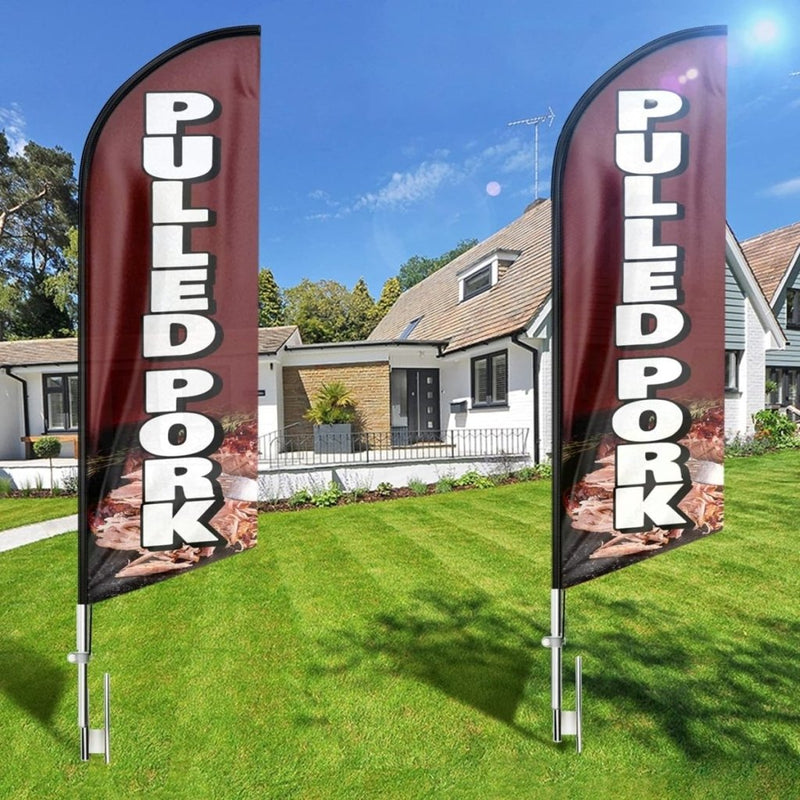 8ft Pulled Pork Feather Flag - Advertise Your Pulled Pork Business!（Flagpole Not Included） - FSFlag
