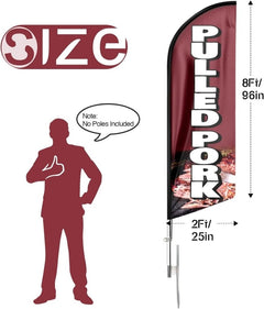 8ft Pulled Pork Feather Flag - Advertise Your Pulled Pork Business!（Flagpole Not Included） - FSFlag