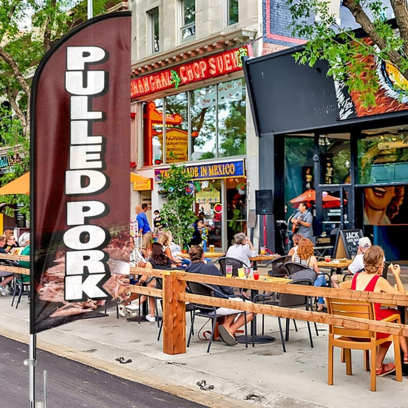 8ft Pulled Pork Feather Flag - Advertise Your Pulled Pork Business!（Flagpole Not Included） - FSFlag