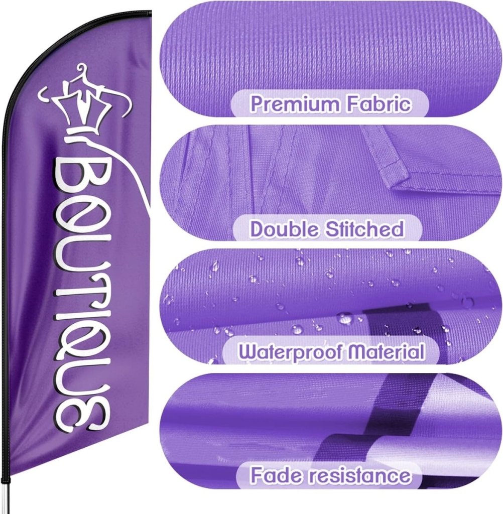 8ft Purple Boutique Feather Flag for Boutique Business（Flagpole Not Included） - FSFlag