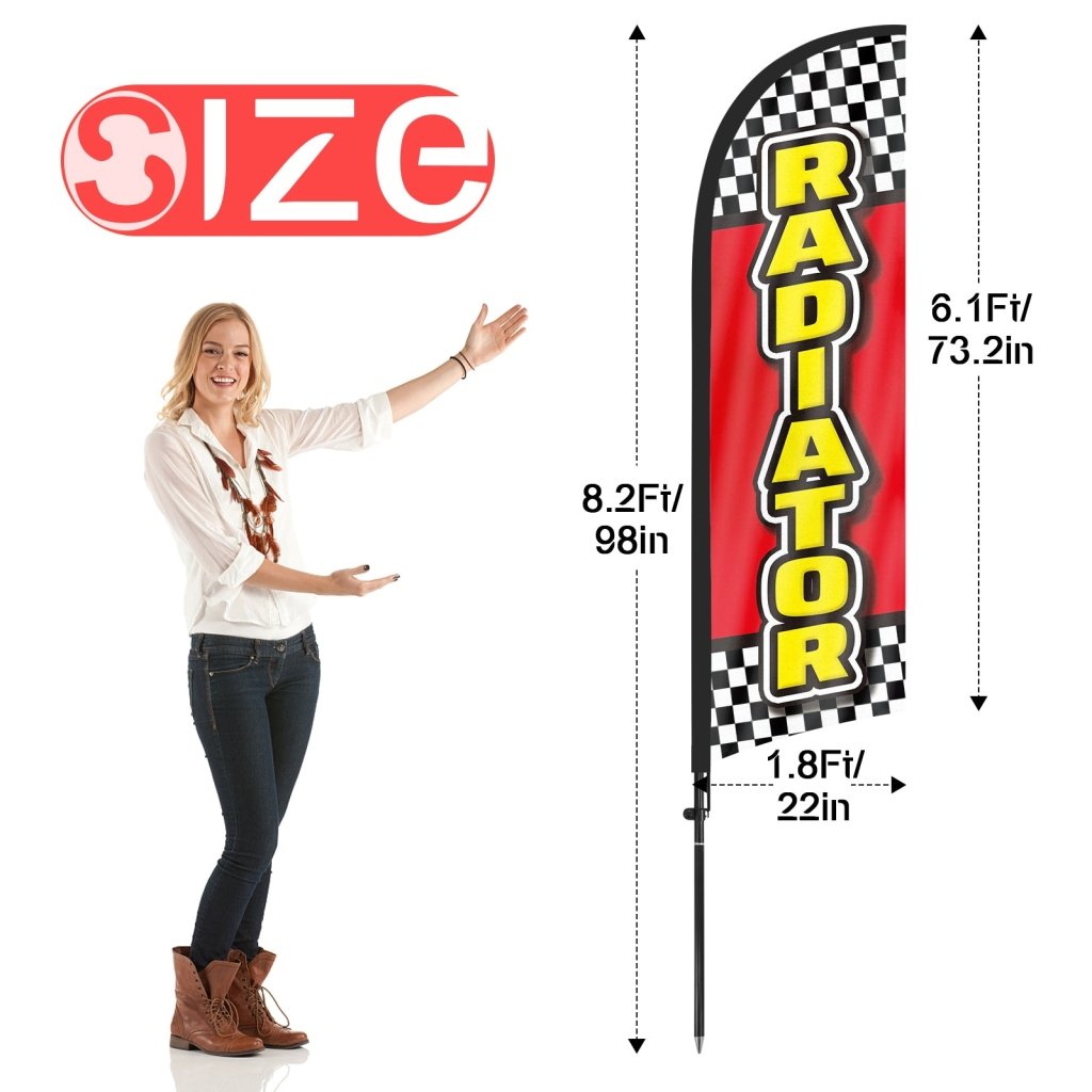 8ft Radiator Feather Flag with Pole & Stake