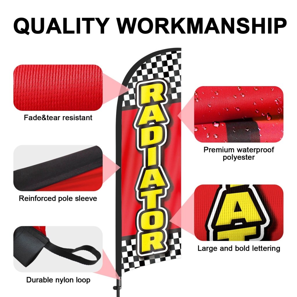 8ft Radiator Feather Flag with Pole & Stake