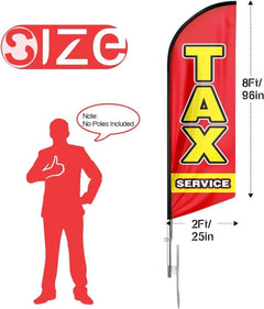 8FT Red Tax Service Advertising Swooper Flag（Flagpole Not Included） - FSFlag