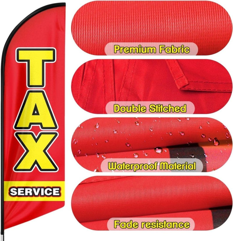 8FT Red Tax Service Advertising Swooper Flag（Flagpole Not Included） - FSFlag