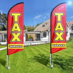 8FT Red Tax Service Advertising Swooper Flag（Flagpole Not Included） - FSFlag