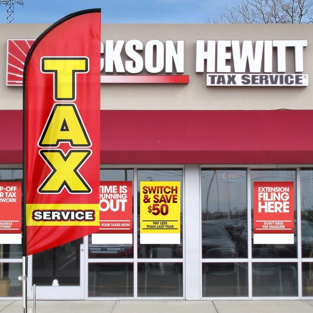 8FT Red Tax Service Advertising Swooper Flag（Flagpole Not Included） - FSFlag