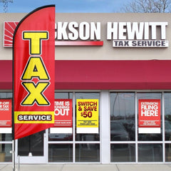 8FT Red Tax Service Advertising Swooper Flag（Flagpole Not Included） - FSFlag