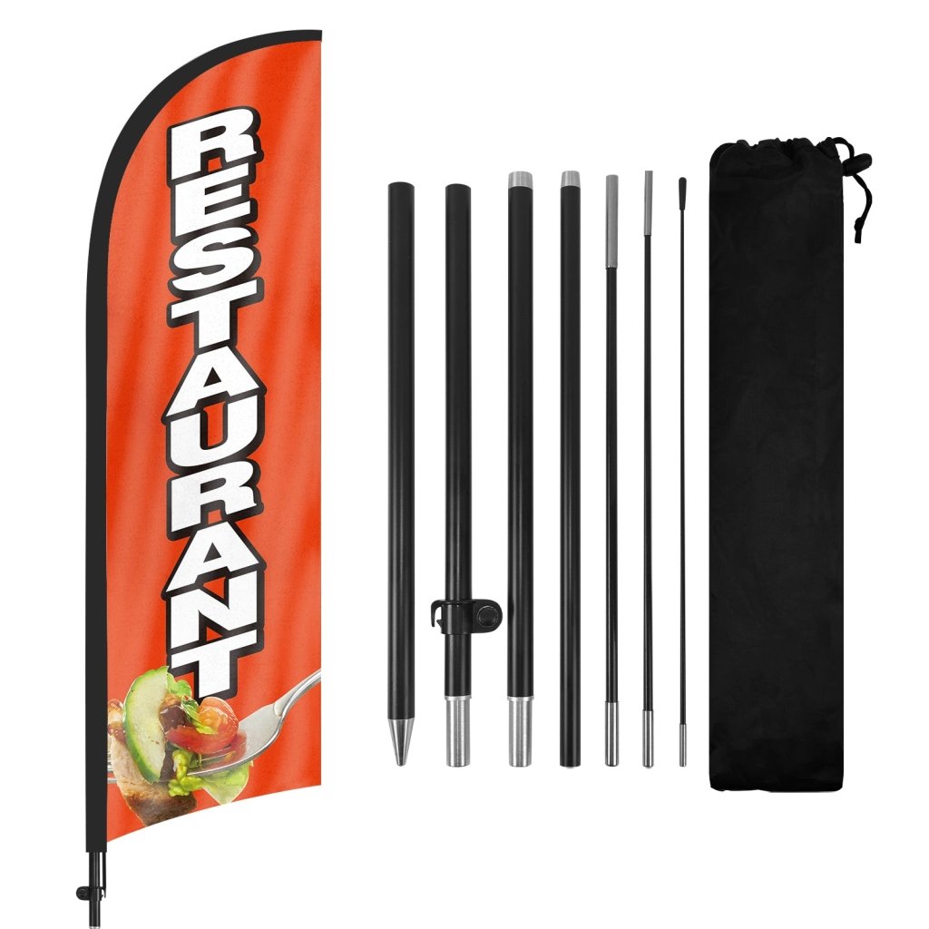 8ft Restaurant Feather Flag Kit with Pole and Stake