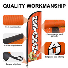 8ft Restaurant Feather Flag Kit with Pole and Stake