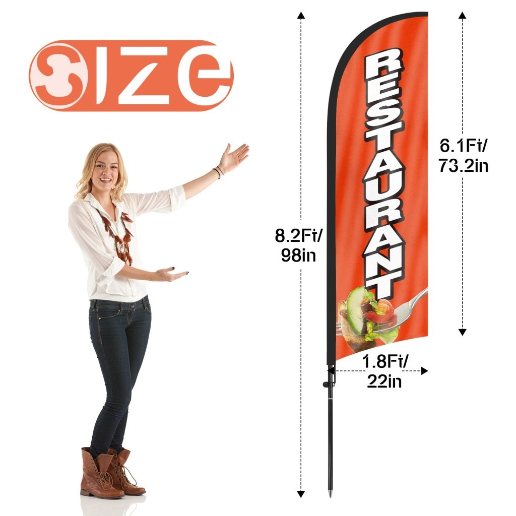 8ft Restaurant Feather Flag Kit with Pole and Stake