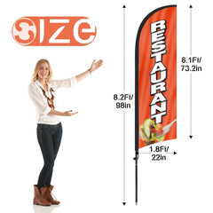 8ft Restaurant Feather Flag Kit with Pole and Stake