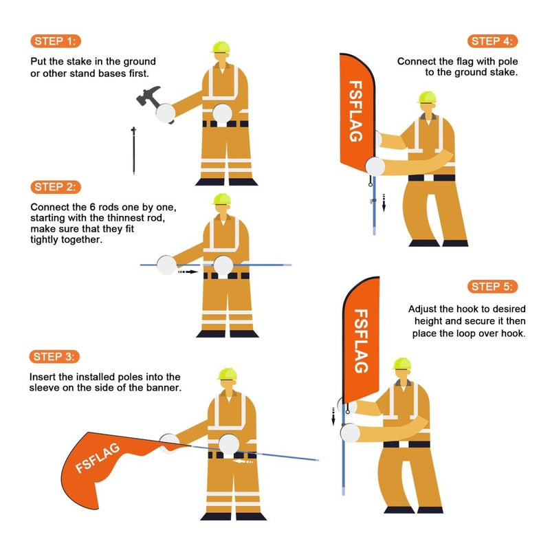 8ft Restaurant Feather Flag Kit with Pole and Stake