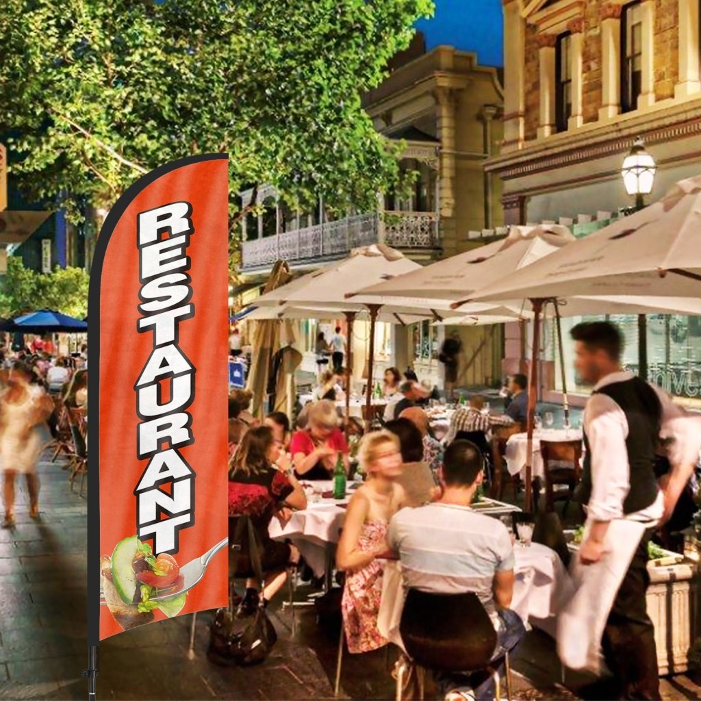 8ft Restaurant Feather Flag Kit with Pole and Stake