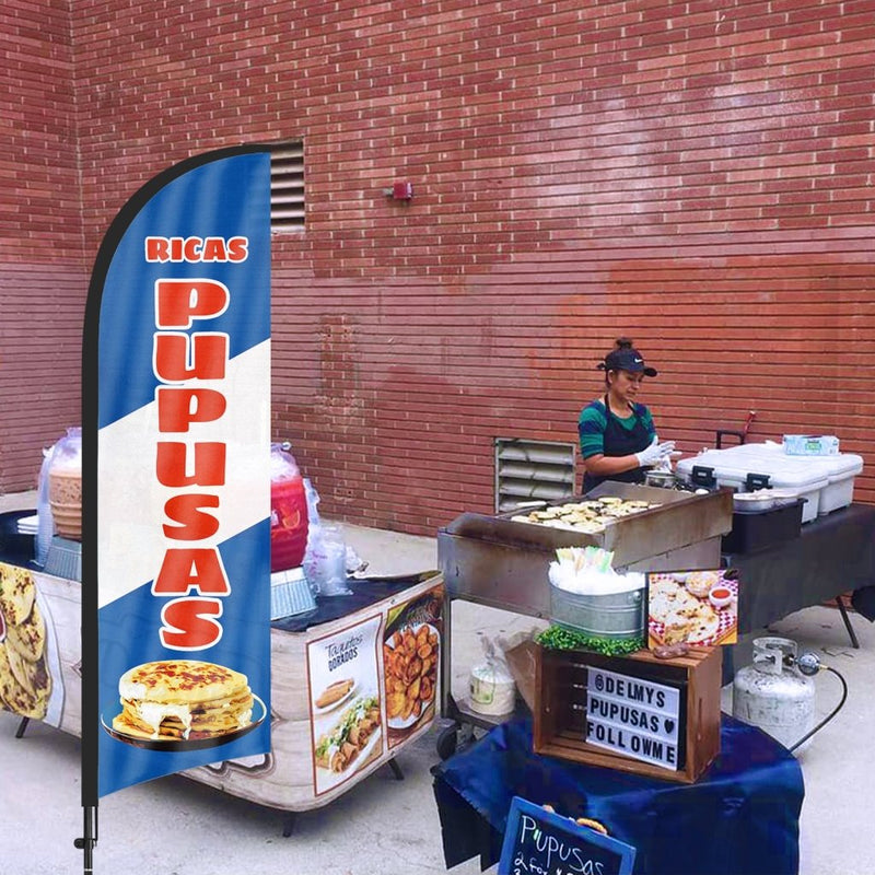 8ft Ricas Pupusas Feather Flag Kit with Pole and Stake