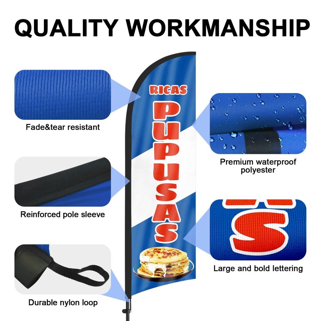 8ft Ricas Pupusas Feather Flag Kit with Pole and Stake