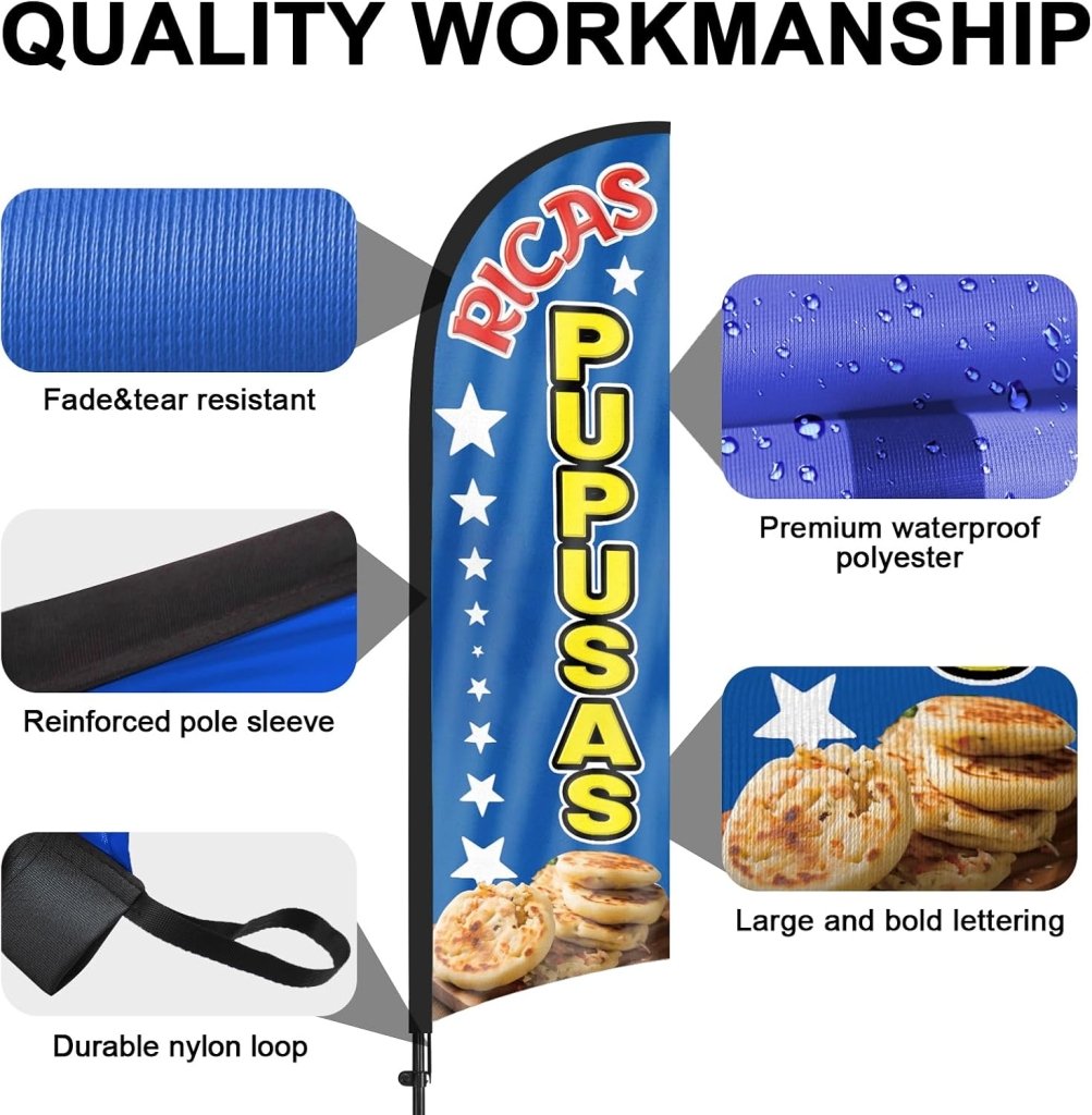 8ft Ricas Pupusas Feather Flag Kit with Pole and Stake