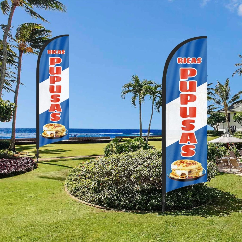 8ft Ricas Pupusas Feather Flag Kit with Pole and Stake