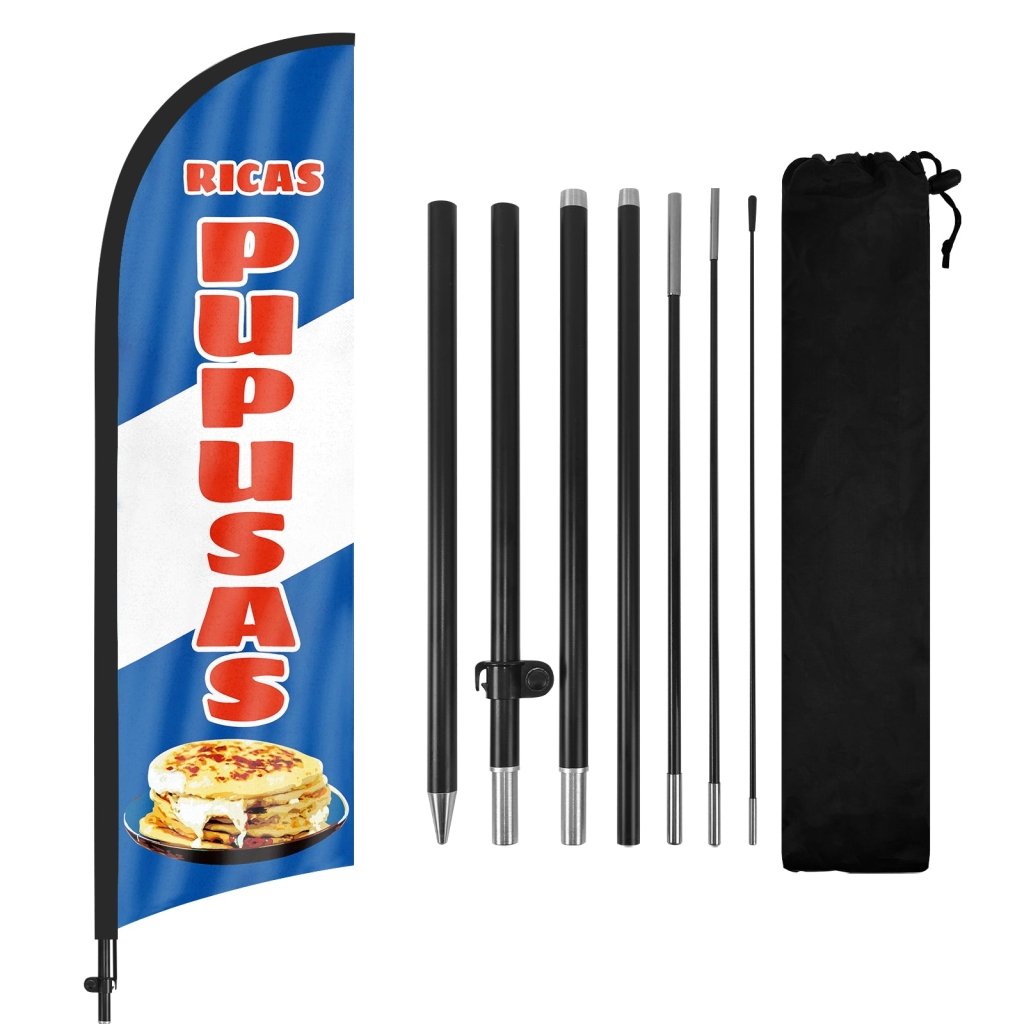 8ft Ricas Pupusas Feather Flag Kit with Pole and Stake