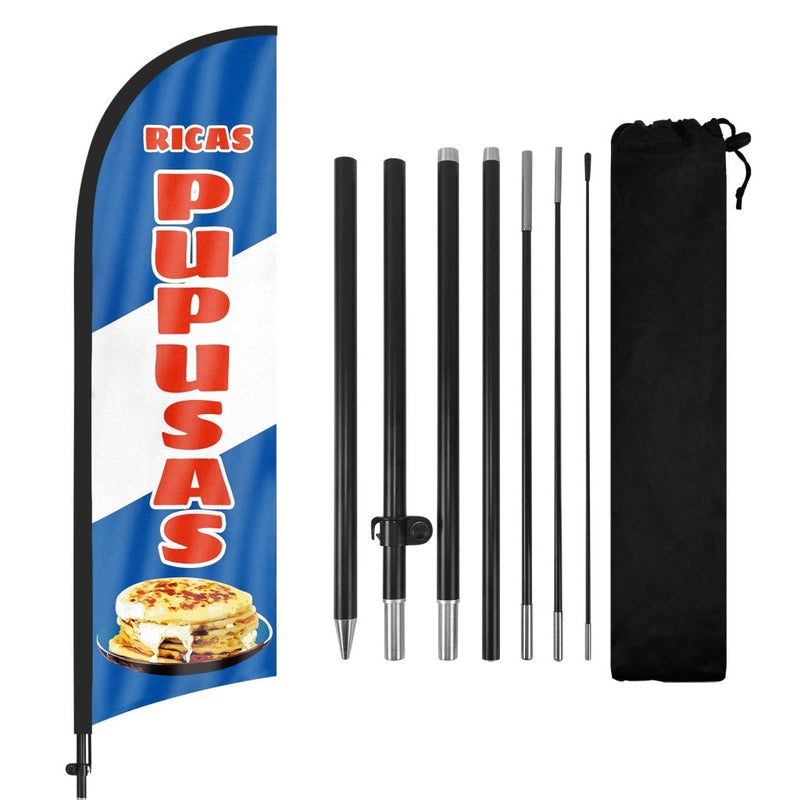 8ft Ricas Pupusas Feather Flag Kit with Pole and Stake