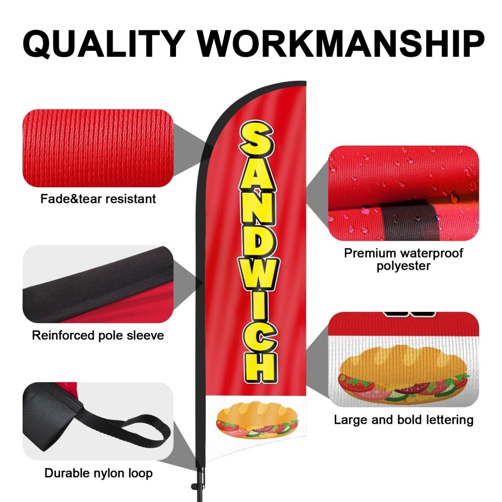 8ft Sandwich Feather Flag with Pole and Stake