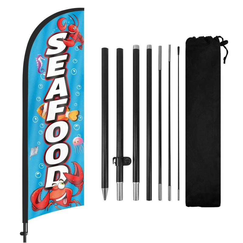8ft Seafood Feather Flag Kit with Pole and Stake