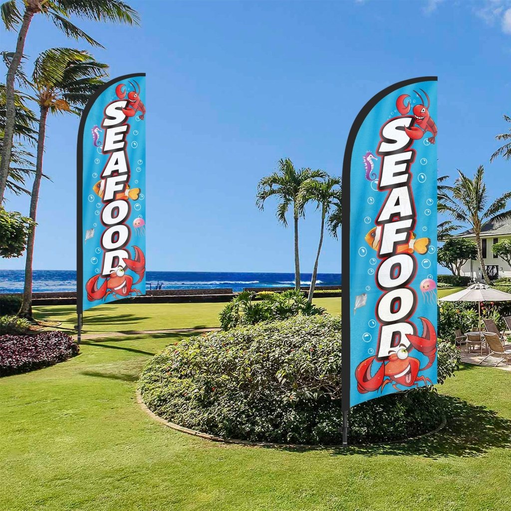 8ft Seafood Feather Flag Kit with Pole and Stake