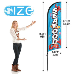 8ft Seafood Feather Flag Kit with Pole and Stake