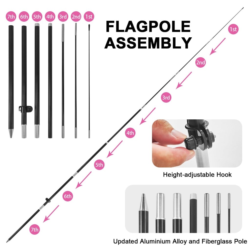 8ft Shoes Feather Flag Pole Kit