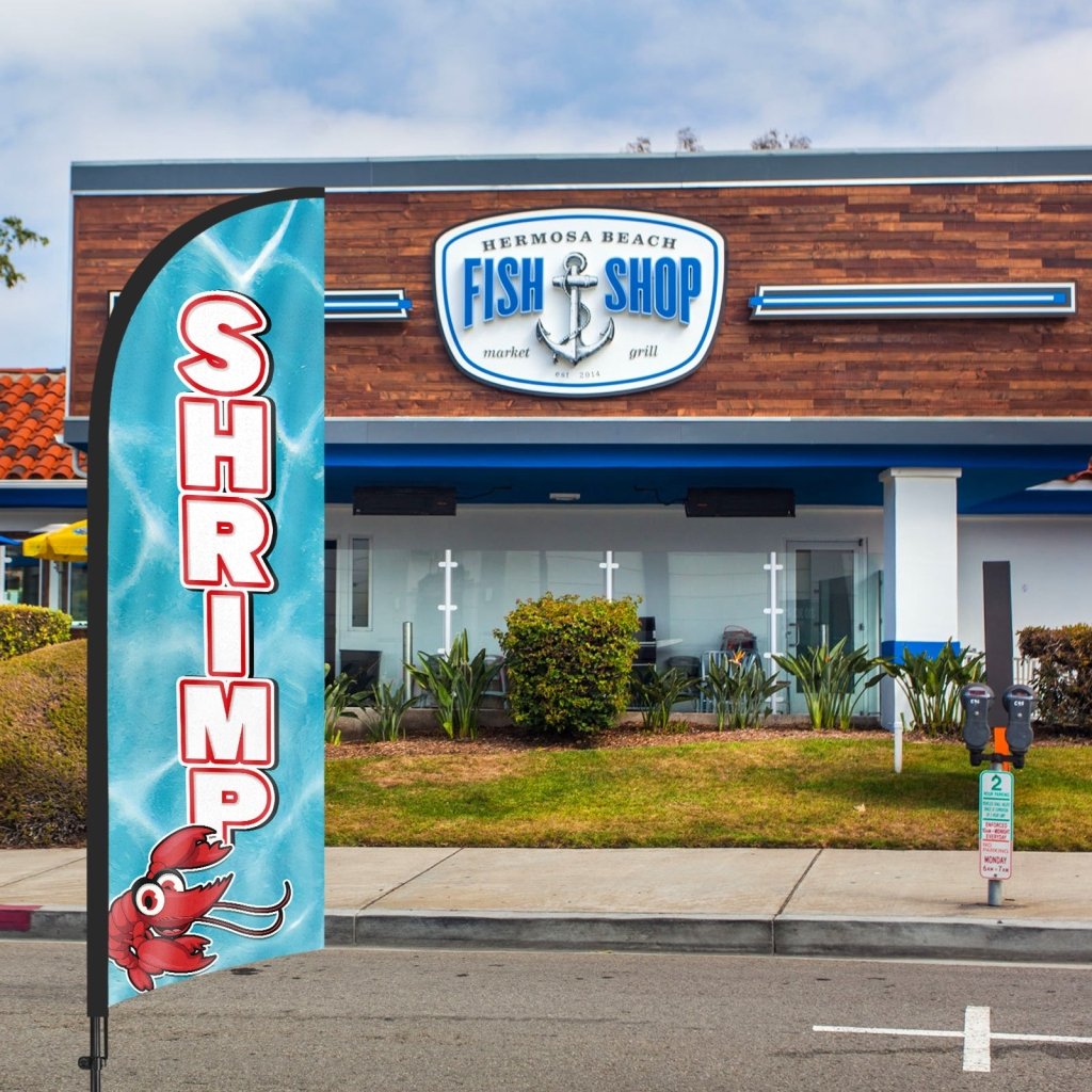 8ft Shrimp Feather Flag with Pole and Stake