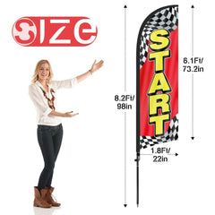 8ft Start Feather Flags with Pole and Ground Stake