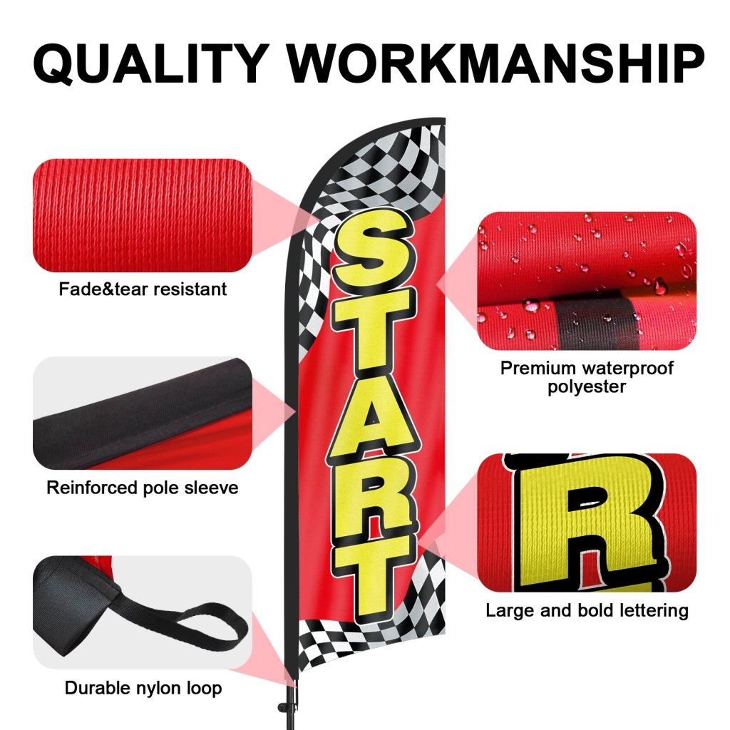 8ft Start Feather Flags with Pole and Ground Stake