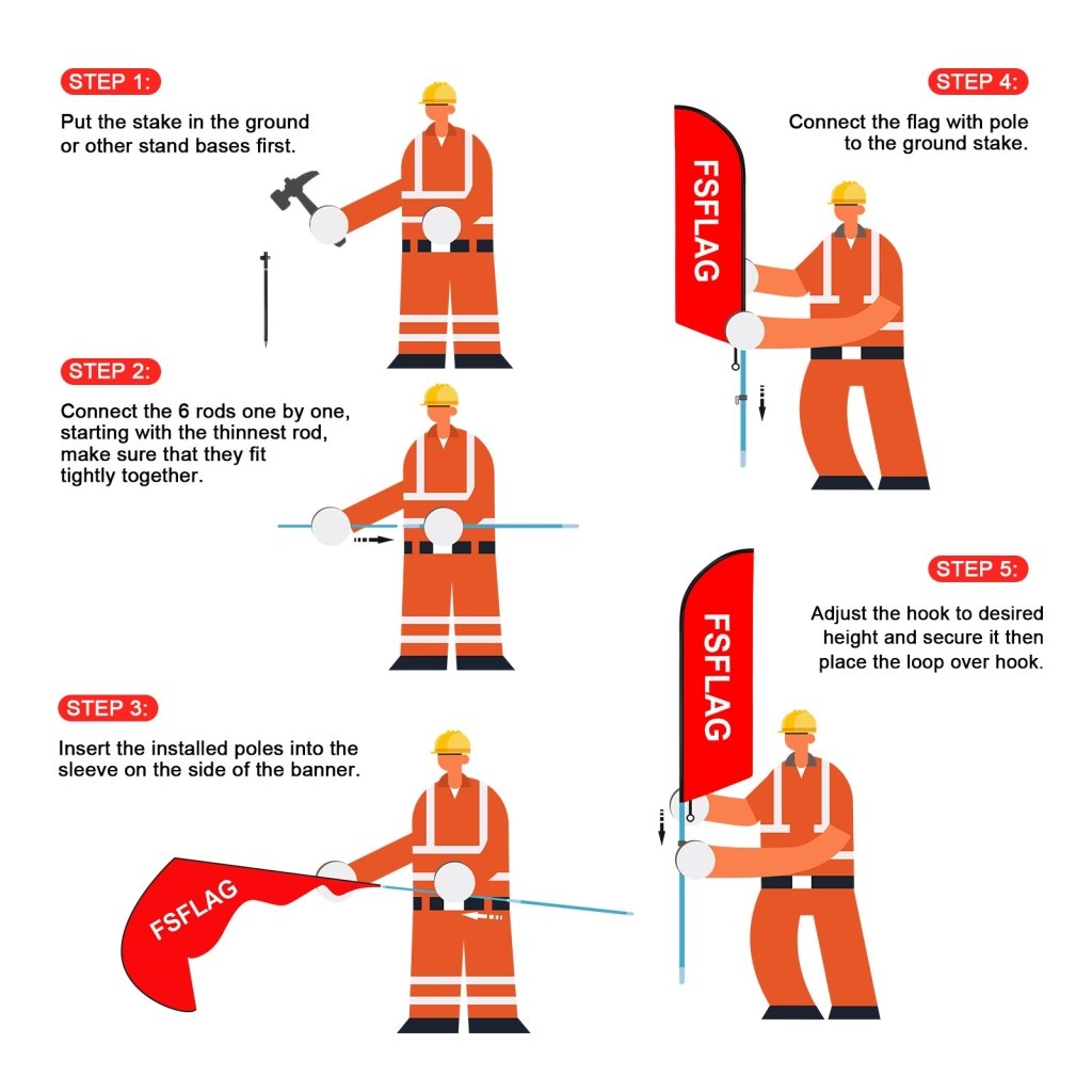 8ft Start Feather Flags with Pole and Ground Stake
