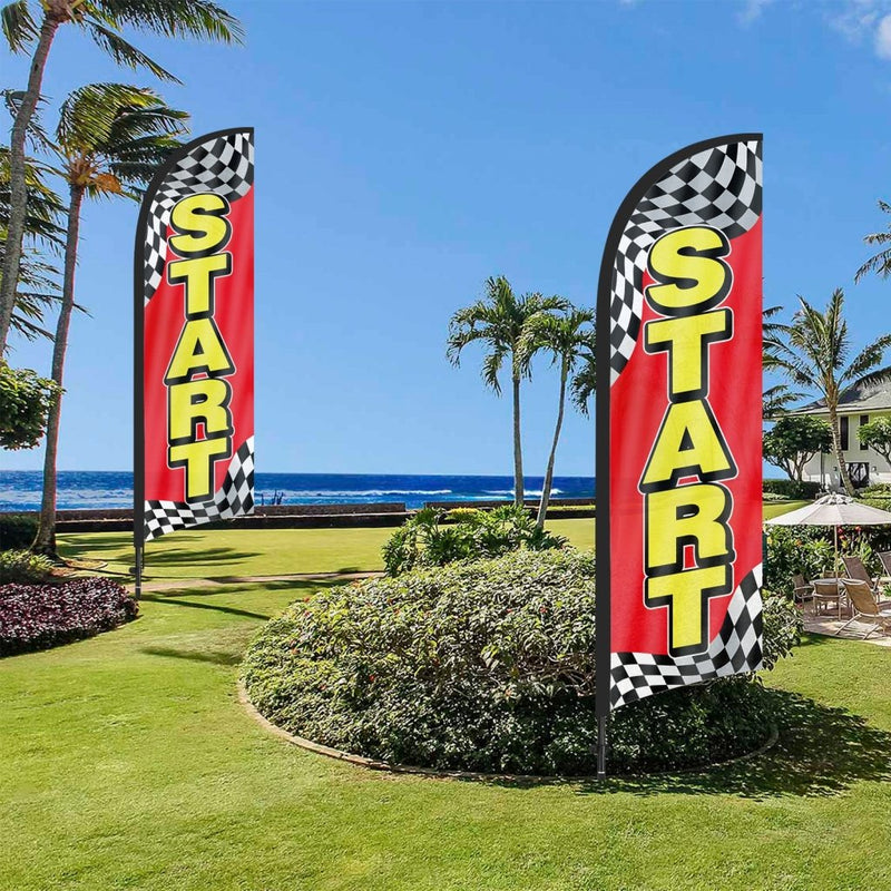 8ft Start Feather Flags with Pole and Ground Stake