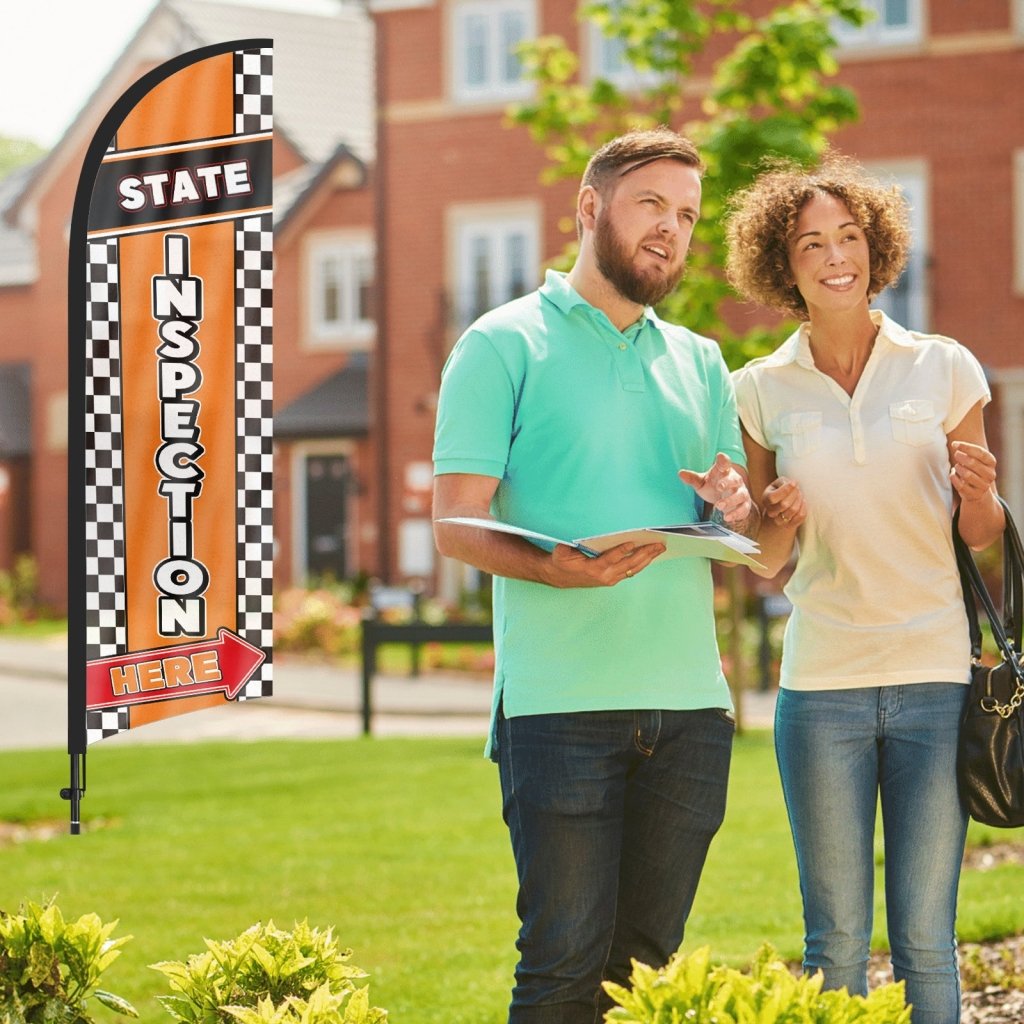 8FT State Inspection Here Feather Flag Pole Kit