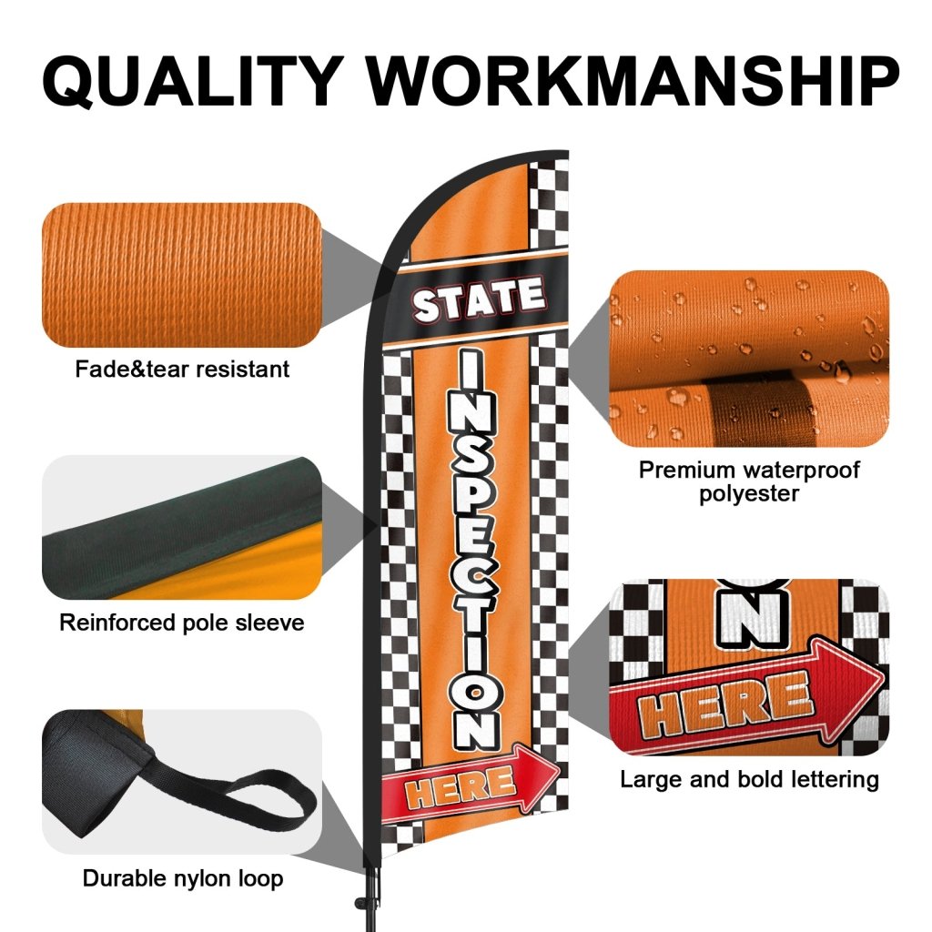 8FT State Inspection Here Feather Flag Pole Kit