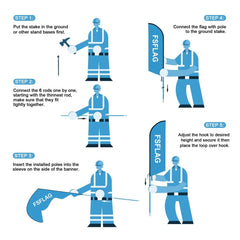 8Ft Summer Camp Feather Flag with Pole & Stake