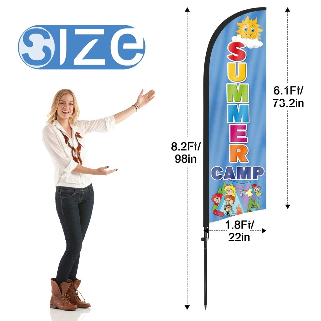 8Ft Summer Camp Feather Flag with Pole & Stake