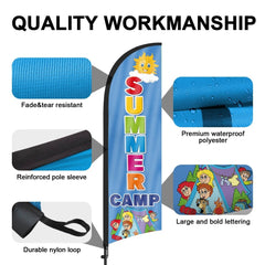 8Ft Summer Camp Feather Flag with Pole & Stake