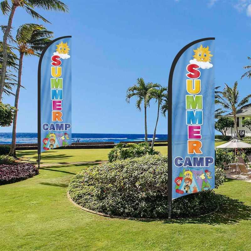 8Ft Summer Camp Feather Flag with Pole & Stake