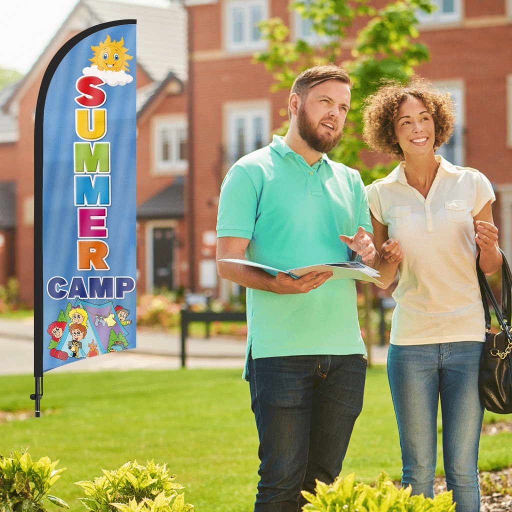 8Ft Summer Camp Feather Flag with Pole & Stake