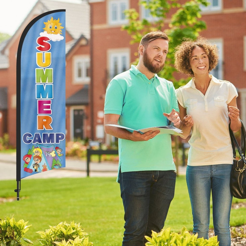 8Ft Summer Camp Feather Flag with Pole & Stake