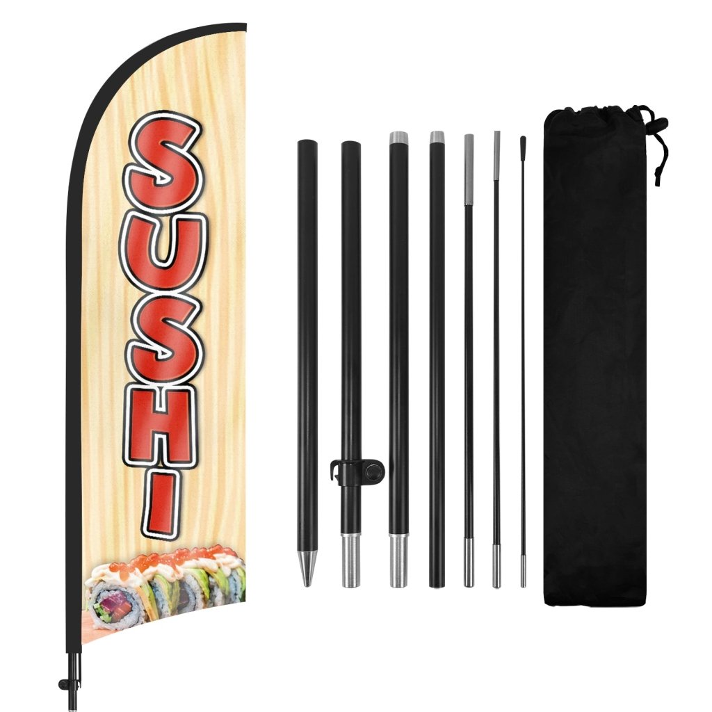 8Ft Sushi 01 Feather Flags with Pole and Ground Stake