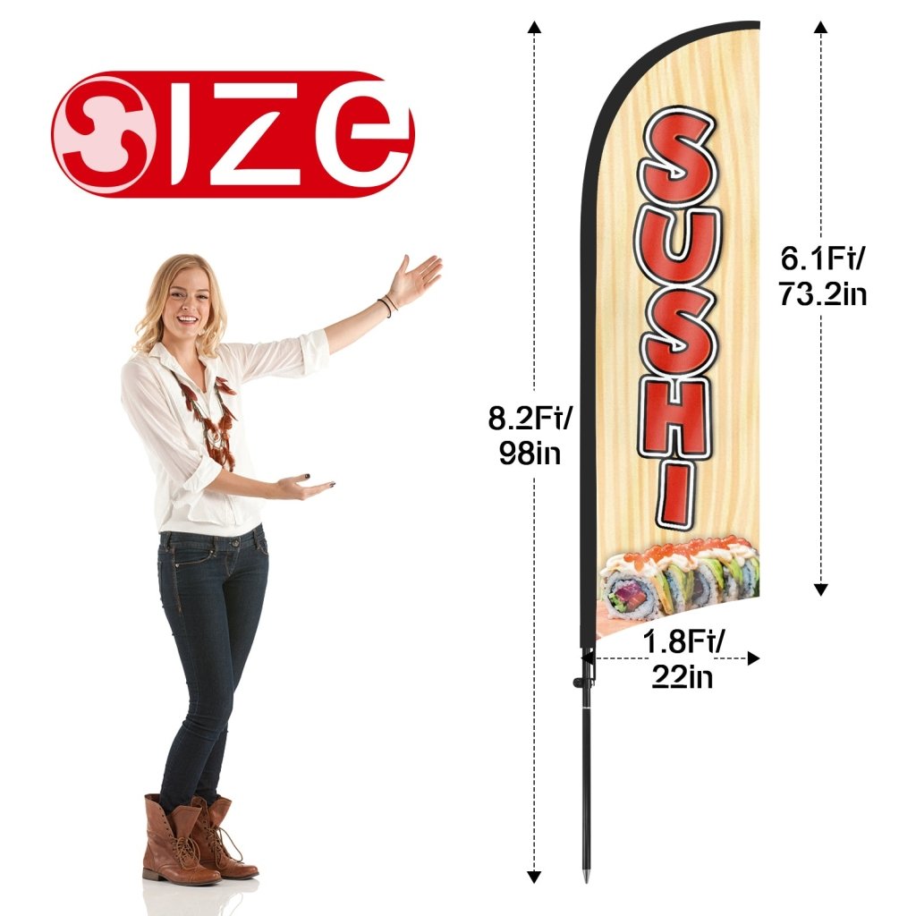 8Ft Sushi 01 Feather Flags with Pole and Ground Stake