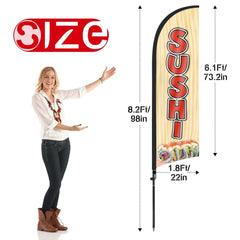 8Ft Sushi 01 Feather Flags with Pole and Ground Stake