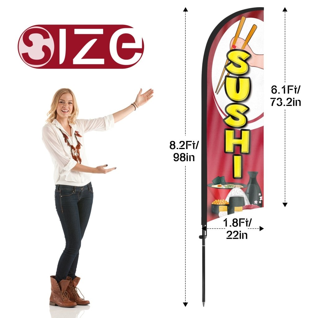 8Ft Sushi 02 Feather Flags with Pole and Ground Stake