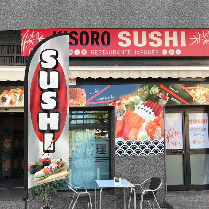 8Ft Sushi Feather Flags with Pole and Ground Stake
