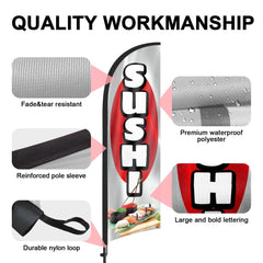 8Ft Sushi Feather Flags with Pole and Ground Stake