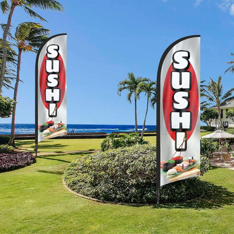 8Ft Sushi Feather Flags with Pole and Ground Stake
