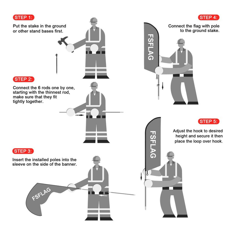 8Ft Sushi Feather Flags with Pole and Ground Stake