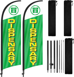 8FT Swooper Flag with Ground Stake for Dispensary Business 2Pack